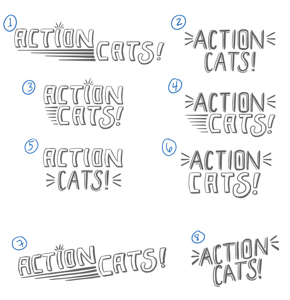 Action Cats logo sketches - v2